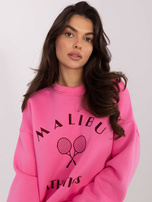 Różowa dresowa bluza oversize z haftem