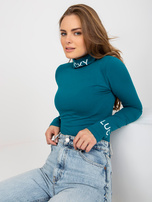 Hurt Morska dopasowana bluzka z golfem i napisami Yarina