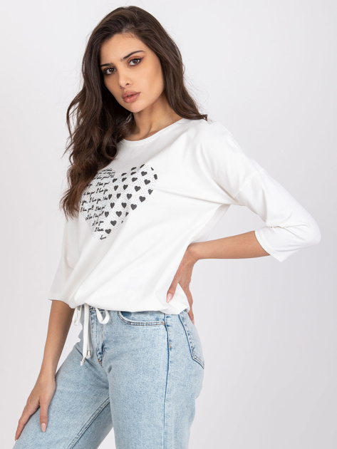 Ecru bluzka bawełniana z aplikacją Bindy