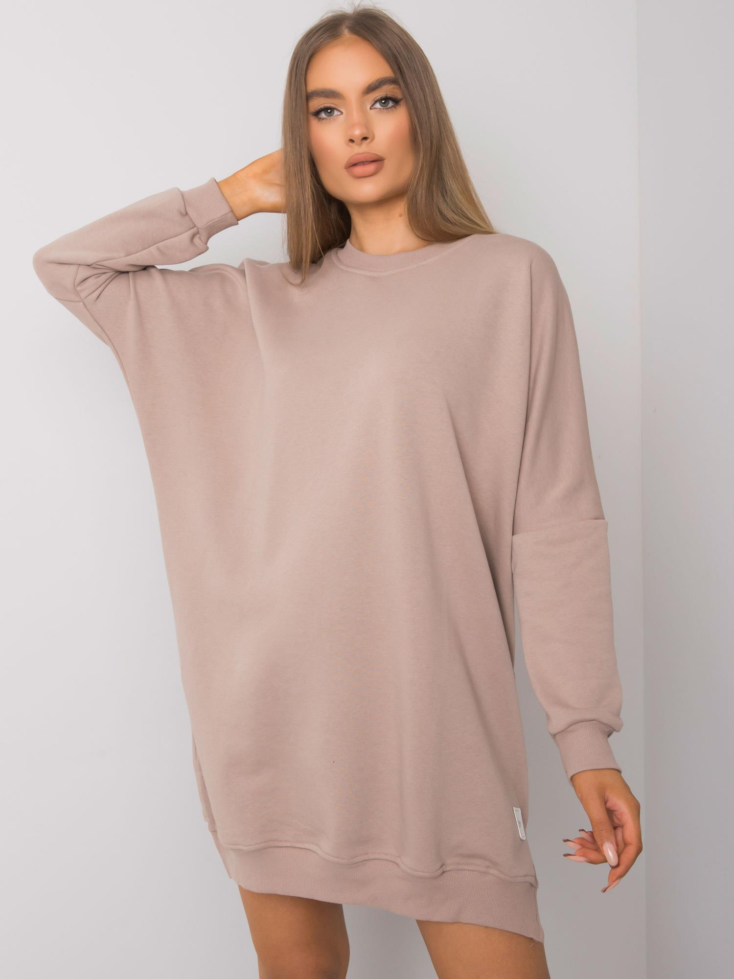 Dark beige long sleeve sweatshirt dress Odile RUE PARIS