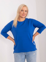 Hurt Kobaltowa bluzka bluzka plus size z bawełny