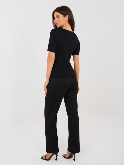Czarne spodnie z prostą nogawką RUE PARIS