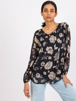 Czarno-beżowa plisowana bluzka Liana 