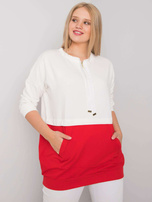 Ecru-czerwona tunika plus size z bawełny Philomene