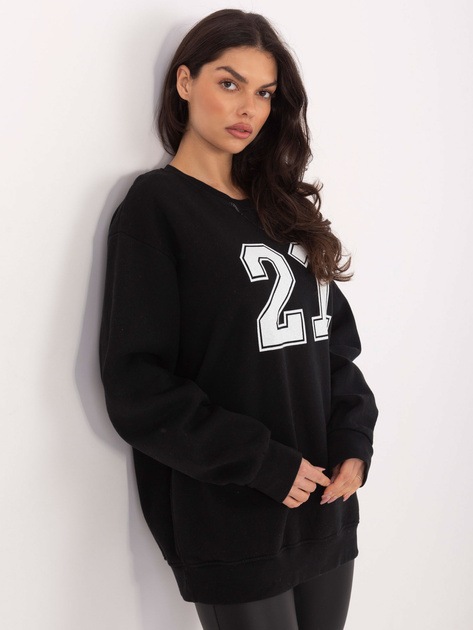 Czarna damska bluza oversize z nadrukiem