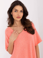 Hurt Brzoskwiniowy dwustronny sweter z dekoltem V