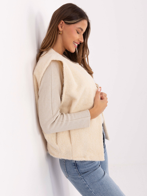 Ecru kamizelka z włochatej dzianiny RUE PARIS