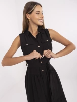Czarna letnia sukienka z kieszeniami 