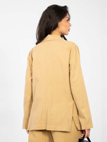 Camelowa jeansowa marynarka z kieszeniami RUE PARIS 