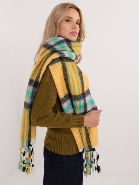 Hurtownia online Ciemnożółty damski szal z frędzlami