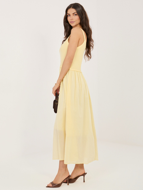 Jasnożółta rozkloszowana sukienka z bawełny