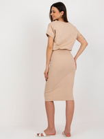 Hurt Beżowy letni komplet basic z sukienką RUE PARIS