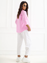 Różowa rozpinana koszula ze stójką