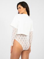 Białe dwuwarstwowe body z koronką