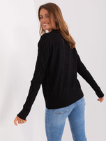 Hurt Czarny damski sweter klasyczny ze ściągaczami