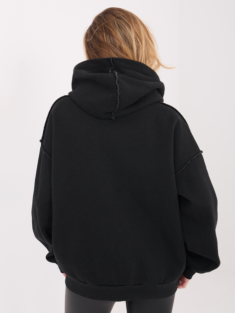 Czarna ocieplana bluza z kapturem