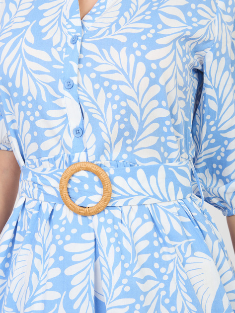 Pastelowa niebieska letnia sukienka z paskiem SUBLEVEL