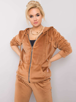 Kamelový sametový komplet plus size Michell