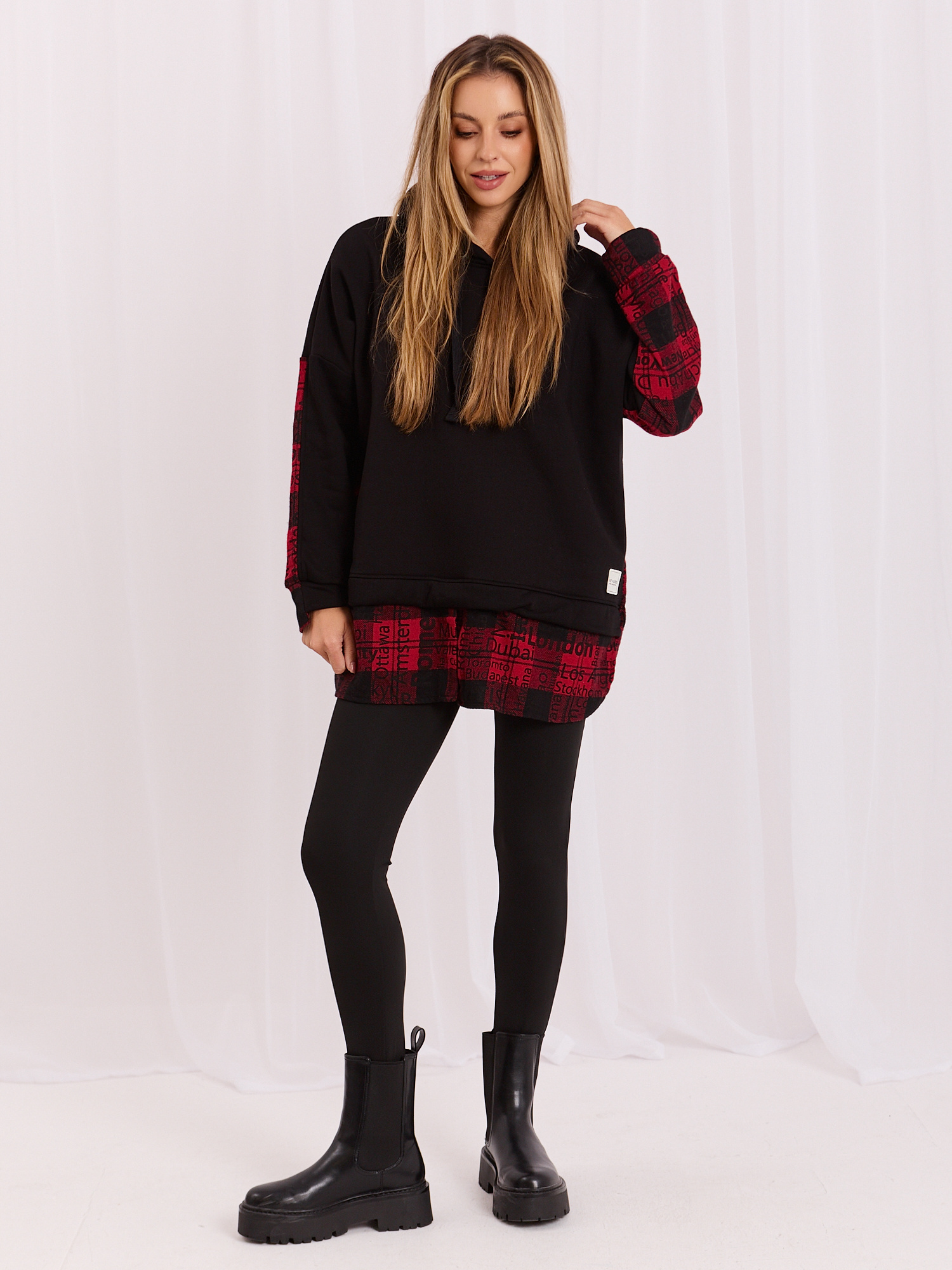 Bluza czarno-czerwony