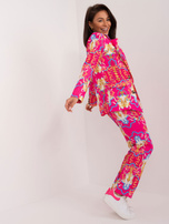 Hurt Ciemnoróżowy elegancki komplet damski z nadrukiem