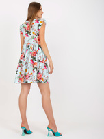 Hurt Jasnoniebieska sukienka w kwiaty z falbankami na rękawach