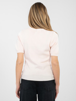 Jasnoróżowy sweter w jednolitym kolorze 