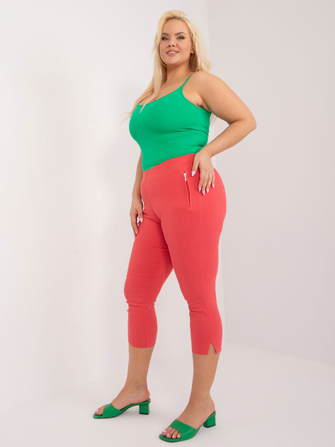 Hurt Koralowe spodnie 3/4 plus size bez zapięcia