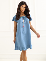 Blaue Midi-Kleid aus Lyocell.