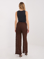 Brązowe szerokie spodnie z koronki 