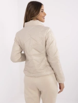 Beżowa przejściowa kurtka damska bez kaptura