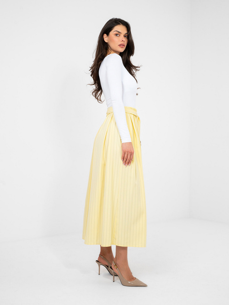 Pastelowa żółta garniturowa spódnica w paski