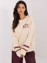 Beżowa damska bluza z nadrukiem na plecach