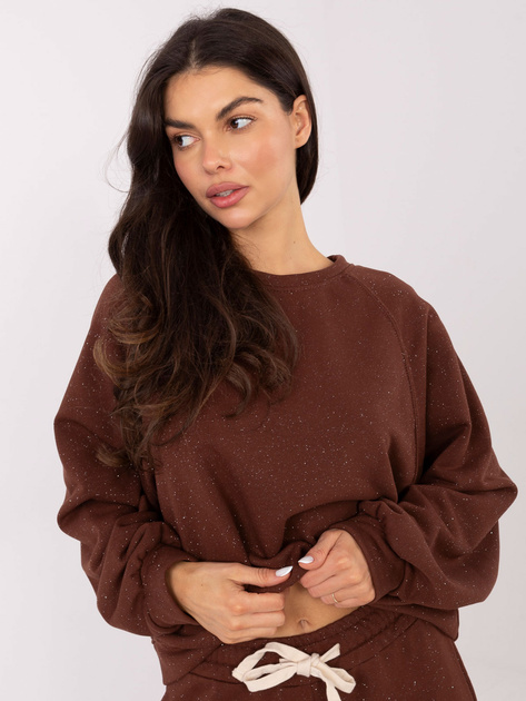 Brązowa błyszcząca bluza od kompletu