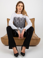 Hurt Biało-czarna bluzka wizytowa w kropki z wiązaniem