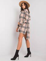 Beżowo-czarna asymetryczna koszula w kratę Bonnie