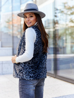 Grafitowa kamizelka futrzana w cętki Perrina