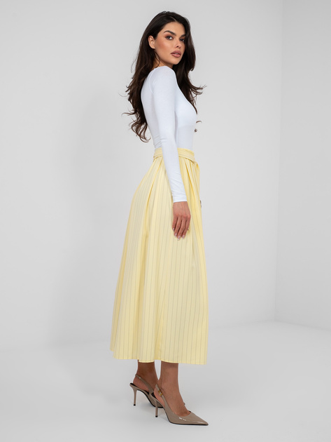 Pastelowa żółta garniturowa spódnica w paski