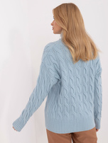 Hurtownia Jasnoniebieski damski sweter oversize z warkoczami