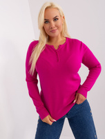 Hurt Fuksjowy damski sweter plus size ze ściągaczami