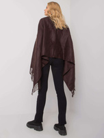 Brązowo-beżowy szal z futrem