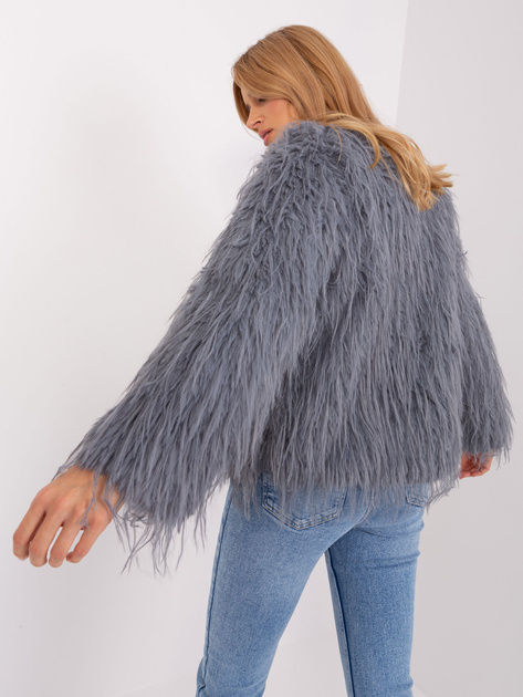 Hurt Szara futrzana kurtka przejściowa z kieszeniami