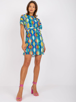 Niebieska sukienka mini z krótkim rękawem Marianne