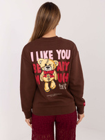 Czekoladowa bluza z nadrukiem teddy bear SUBLEVEL 