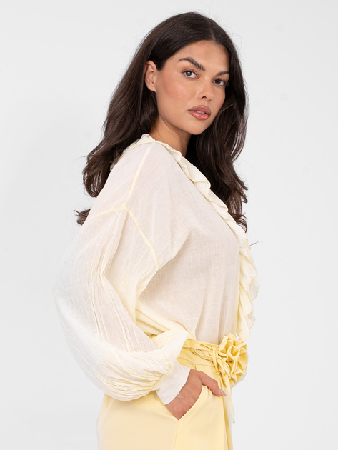 Jasnożółta damska bluzka boho z guzikami