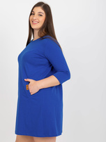 Hurt Kobaltowa mini sukienka plus size z kieszeniami Dalenne