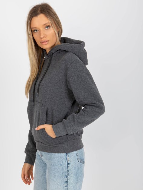 Hurt Ciemnoszara dresowa bluza basic kangurka RUE PARIS