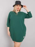 Dunkelgrünes Baumwollkleid in Übergröße Karissa.