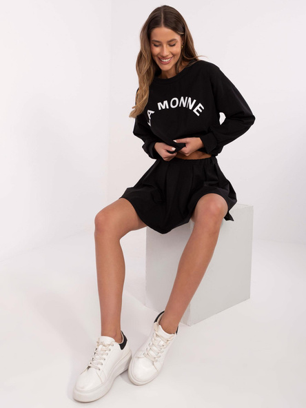 Hurt Czarny komplet ze spódnicą w tenisowym stylu