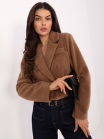Camelowy krótki płaszcz o kroju marynarki  RUE PARIS 