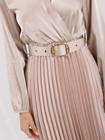 Beige elegante Kleid mit Satin-Effekt RUE PARIS.